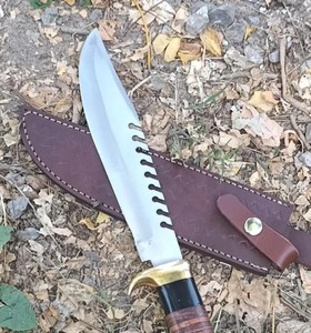 Cuchillo de caza Bowie de acero de Damasco hecho a mano Viking Art FH-104, hoja recta, mango de latón y madera, grado industrial, 15 pulgadas, OEM - Product Image 5
