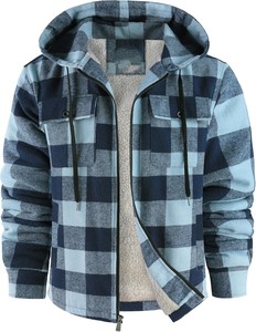 Chaqueta de Franela a Cuadros para Hombre, Tendencia 2026, con Forro de Sherpa, Resistente al Viento, Informal, para Invierno, Corte Regular, Diseño con Bolsillos - Product Image 6