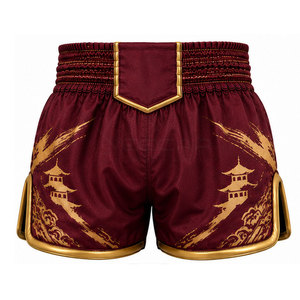Shorts de Muay Thai athlétiques en tissu extensible, finition lisse, taille élastique pour l'entraînement et la pratique des arts martiaux - Product Image 6