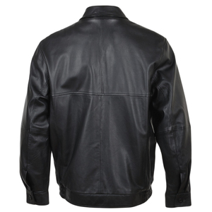 Men's Genuine <b>Leather</b> Bomber <b>Jacket</b> Turn-down Collar Zipper Closure Casual Autumn Wear Regular Fit Solid Color - Product Image 4