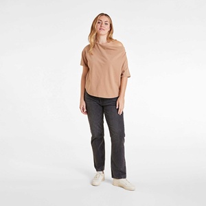 Vente en gros de t-shirts décontractés à épaules dénudées pour femmes chemisier à manches courtes de couleur unie broderie écologique t-shirt teint uni - Product Image 6