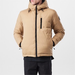 Veste matelassée à capuche noire pour homme, coupe-vent en polyester, vêtement d'extérieur décontracté d'hiver, coupe régulière, style pull, couleur unie - Product Image 5