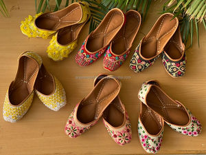 Jutti-Sandalias de cuero para mujer, calzado de fiesta, Punjabi, Jutti - Product Image 5