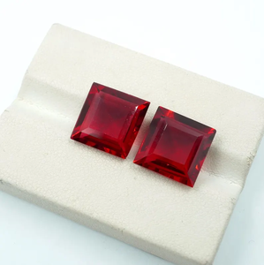 HAYAAT GEMS - Gemas de Esmeralda Roja Pinkesh Cultivadas en Laboratorio, Cuadradas y Facetadas, Par de 11x11 mm, 2 Piezas para la Elaboración de Joyas - Product Image 1