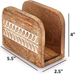 Porte-serviettes en bois de manguier, support vertical pour serviettes en papier, style rustique, design floral, décoration vintage pour la maison - Product Image 4