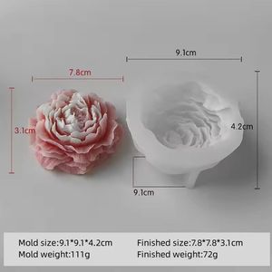 แม่พิมพ์ซิลิโคนรูปดอกโบตั๋นขนาดใหญ่ 3 มิติ สำหรับทำสบู่และเทียน DIY แม่พิมพ์รูปดอกไม้ที่ทนทาน สำหรับเรซิ่นและขี้ผึ้ง - Product Image 4