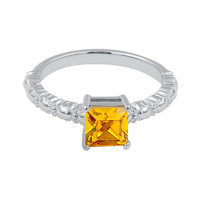 Bague de fiançailles classique pour femme en argent sterling 925 avec grenat taillé en escalon