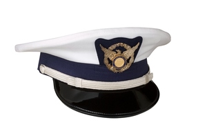 Gorra Auxiliar Completa para Suboficiales, Corona Blanca con Correa Trenzada Plateada, Visera Negra - Product Image 3