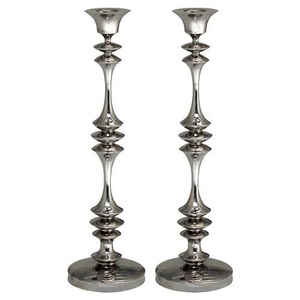Luxury Hammered <b>Silver</b> Aluminum Candle Holder Set Elegant Set of 3 Tall <b>Candlesticks</b> for Wedding Centerpiece & Event Decor - Product Image 5