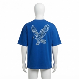 เสื้อยืดสีน้ำเงินลายกราฟิกนกอินทรี แขนสั้น สไตล์ลำลอง สำหรับผู้ชาย ขายส่ง - Product Image 3
