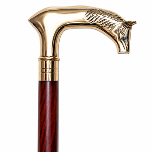 Canne de marche en bois de luxe avec poignée en laiton en forme d'animal |   Bâton de marche élégant pour personnes âgées, hommes et femmes, aides à la mobilité pour le soutien quotidien - Product Image 1