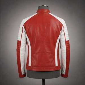 Chaqueta de Motociclista de Cuero PU para Hombre, Color Negro y Rojo, con Cuello Alto y Cierre de Cremallera - Product Image 2