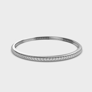 IGI Certified Classic Single Row Round Diamond Bangle in <b>Solid</b> 925 Sterling <b>Silver</b> - Product Image 1