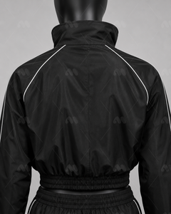 Women's Black Track Jacket Sports <b>Coat</b> Zip Up <b>Long</b> Sleeve Contrast Stripe Casual Training Outerwear - Product Image 2