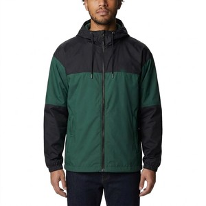 Modern Street Fit Men Dark Green <b>Black</b> Panel Hooded <b>Windbreaker</b> Jacket Full Zip Lightweight Breathable Outdoor Sports Casual - Product Image 6