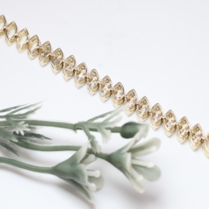 Classic Yellow Gold Marquise Link Tennis <b>Bracelet</b> Unique Half Pave Diamond Leaf <b>Chain</b> Fine Jewelry For <b>Men</b> Wholesale Gift - Product Image 3
