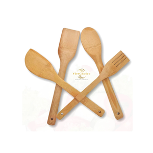 Ensemble d'ustensiles de cuisine en bambou durable, spatule et cuillère en bambou naturel, résistants à la chaleur, pour une cuisine moderne - Product Image 5