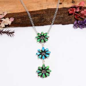 Collar Floral Turquesa Verde Hielo, Collar Boho de Plata Esterlina, Joyería Artesanal de 20 Pulgadas, Regalo para Mujer - Product Image 2