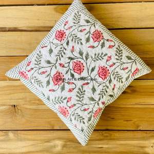 Funda de Cojín Cuadrada Decorativa de Algodón con Estampado a Mano Indio, Acolchada, 40 x 40 cm - Product Image 4