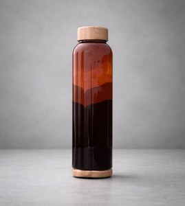 Botella de Agua de Cobre Impresa, Botella Ayurvédica Reutilizable a Prueba de Fugas, con Tapa de Madera, Ecológica, de Diseño Metálico - Product Image 1