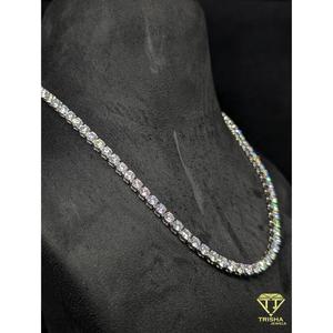 Luxury Moissanite <b>Iced</b> Out Hip Hop Tennis <b>Chain</b> Necklace with Custom Plating Options in 925 Sterling Silver By Trisha Jewels - Product Image 3