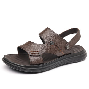 2026 New Arrival Men's Summer Sandals Genuine Leather Soft Bottom Non-<b>Slip</b> Beach Sandals Outdoor Latex <b>Slide</b> Slippers - Product Image 5
