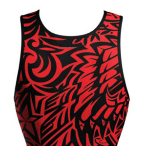 เสื้อกล้ามสำหรับนักมวยปล้ำชาย สีแดงดำ ลายเรขาคณิต พิมพ์ลายแบบ Sublimation ระบายเหงื่อได้ดี ทรงพอดีตัว ใส่ได้ทุกฤดู สำหรับผู้ใหญ่ ชุดกีฬา - Product Image 4
