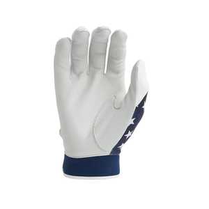 Full Finger Baseball Gloves Pitcher Right-Handed <b>White</b> Navy Stars Digital Print Non-Slip Hook Loop Closure for Adults All - Product Image 3