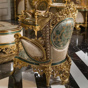 Juego de Sofás Tapizados en Madera de Teca de Lujo, Tallados a Mano, Estilo Europeo Clásico, Muebles de Sala de Estar, Diseño Elegante Premium - Product Image 4