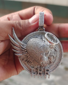 Colgante de Corazón Alado Iced Out, Estilo Hip Hop, Colgante Personalizado para Raperos, Colgante Bling con Moissanita VVS, Plata 925 - Product Image 1