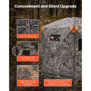 Tenda Mimetica Leggera per 6-7 Persone, Riforzata e Resistente, con Borsa per il Trasporto, Riparo Nascosto per la Caccia - Product Image 3