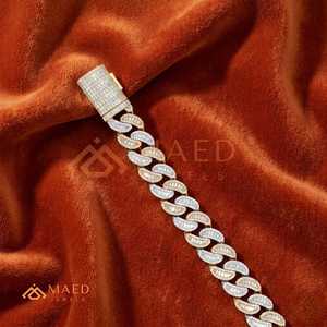 สร้อยข้อมือทองคำ 18K แบบ Cuban Link ประดับเพชรโมอิสซาไนต์ สไตล์ฮิปฮอป สร้อยข้อมือแบบโซ่เส้นเล็ก ของขวัญเครื่องประดับสำหรับผู้ชายและผู้หญิง - Product Image 2