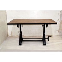 Table à manger en bois multifonction en fonte américaine antique Table industrielle en bois convertible en hauteur réglable Bureau commercial