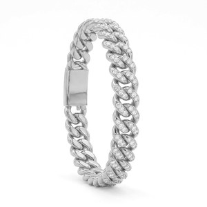 สร้อยข้อมือทองคำแท้ 10k/14k/18k สีเหลือง ขาว และโรสโกลด์ ดีไซน์หรูหราและทันสมัย รูปแบบ Cuban Link พร้อมใบรับรอง IGI คุณภาพ VS1 - Product Image 2