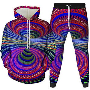 Unisex Black Green Paisley Print Tracksuit Full Zip Hoodie <b>Joggers</b> <b>Set</b> Casual Sportswear Breathable Polyester Autumn Wear - Product Image 4