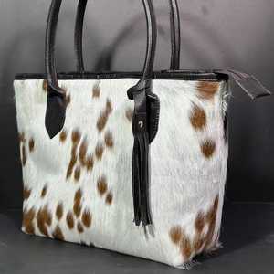 Leather Hair On Tote Bag Cowhide <b>Handbag</b> Women Shoulder Purse Fashion Casual Stylish Daily Use Tote Bag LHTB-0082 - Product Image 1
