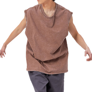 Vente Flash : Débardeur Homme Personnalisé Style Tendance Délavé à l'Eau, Coupe Oversize Épaules Dénudées - Product Image 2