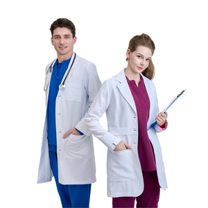 Tropic Edge Sports - Bata de Laboratorio Blanca para Hombre, Conjunto de Uniforme Médico Profesional de Manga Larga de Poliéster y Spandex para Doctores - Product Image 4
