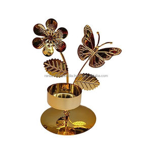 Mini bougeoir en fer plaqué or élégant et luxueux pour les fêtes de mariage et la décoration intérieure aux meilleurs tarifs du fournisseur - Product Image 2