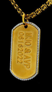 Collar de hombre chapado en oro de 10KT personalizado con colgante de Etiqueta de perro 2D 3D estilo hip-hop para fiestas y grabado - Product Image 2