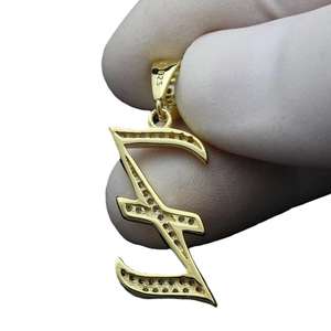 Colgante con Letra Z, Moissanita, Plata de Ley 925, Diseño con Cristales, Cadena Opcional, Venta al por Mayor y Económica - Product Image 6