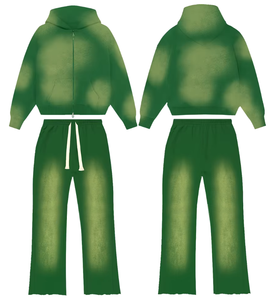 Conjunto de Sudadera Corta con Efecto Ácido y Pantalones Jogger de Pierna Ancha para Mujer, con Logotipo Personalizado, Ropa Urbana al por Mayor - Product Image 4
