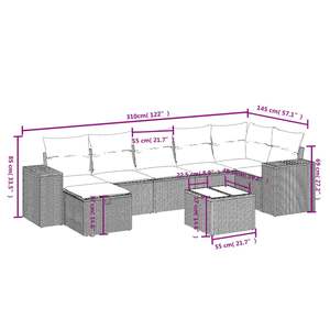 Grey Poly Rattan Garden <b>Sofa</b> <b>Set</b> 8 Piece Outdoor Furniture With High Density Foam Cushions Waterproof Contemporary Design - Product Image 4