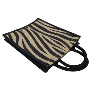 Sac de transport élégant en toile de coton imprimé zèbre pour trois bouteilles de vin, avec poignée en corde rembourrée et finition en PP laminé - Product Image 5