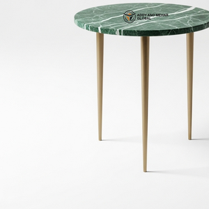 Luxury Round Green Side Table with Gold Tapered Legs Modern Industrial Design Premium Tripod Accent <b>Stool</b> for Bedroom Use - Product Image 5