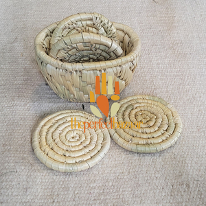 <b>White</b> Moonj Grass <b>Coaster</b> <b>White</b> Round Eco-Friendly Classic Design <b>Coaster</b> - Product Image 5