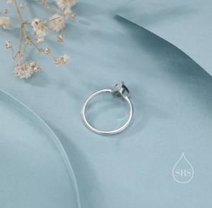 Anillo de compromiso clásico de una sola piedra de ágata musgosa con corte de pera de 1 quilate en plata de ley, anillo de ágata musgosa con forma de gota - Product Image 4