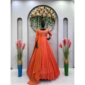 ชุดราตรีสำหรับชุดปาร์ตี้และ dupatta กับด้ายที่ซับซ้อนและลำดับการทำงานเพื่อให้ดูงดงาม - Product Image 1