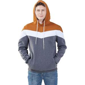 Sudadera con Capucha para Hombre, Diseño de Bloques de Tres Colores (Marrón, Gris, Blanco), Estilo Casual para Invierno, Tela Suave, Uso Diario - Product Image 1
