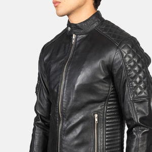 Chaqueta de Cuero Genuino para Hombre, Negra, Elegante, de Invierno, Hecha a Medida, Calidad Premium, Venta al Por Mayor, Personalizada, OEM - Product Image 6